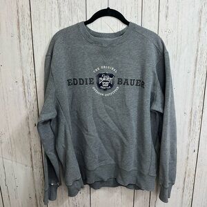 Eddie Bauer Distressed Gray Sweatshirt Size Large